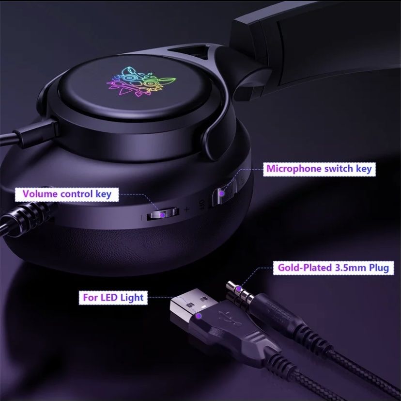 Наушники компьютерные с микрофоном и LED RGB подсветкой геймерские ONIKUMA X16 Черные - фото фото фото 2