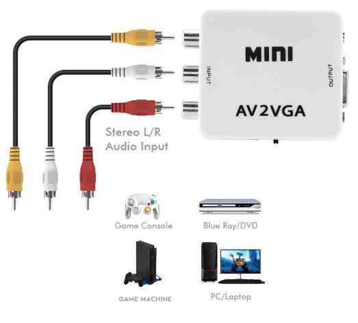 AV2VGA видео конвертер AV-RCA-CVBS к VGA с 3,5 мм аудио - фото фото фото 0