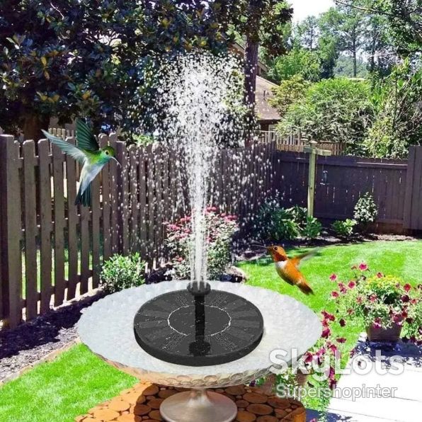 Плавающий садовый фонтан с солнечной панелью и различными насадками Solar Fountain Черный - фото фото фото 9