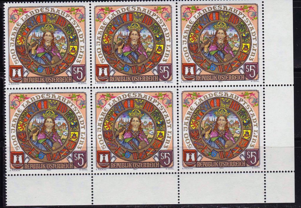 NM  Австрия 1990 г  MNH - шестиблок - Линц - фото фото фото 0