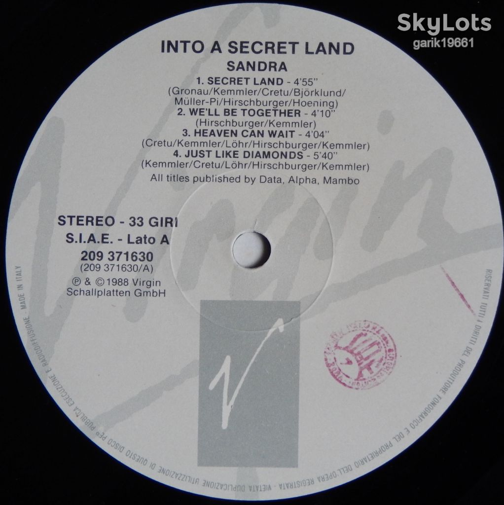 Sandra – Into A Secret Land  (Virgin – 209 371630, Italy) VG+/VG+ - фото фото фото 2
