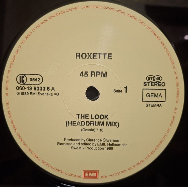 Roxette - The Look - 1989.   (EP) 12. Vinyl. Пластинка. EEC. - фото фото фото 2