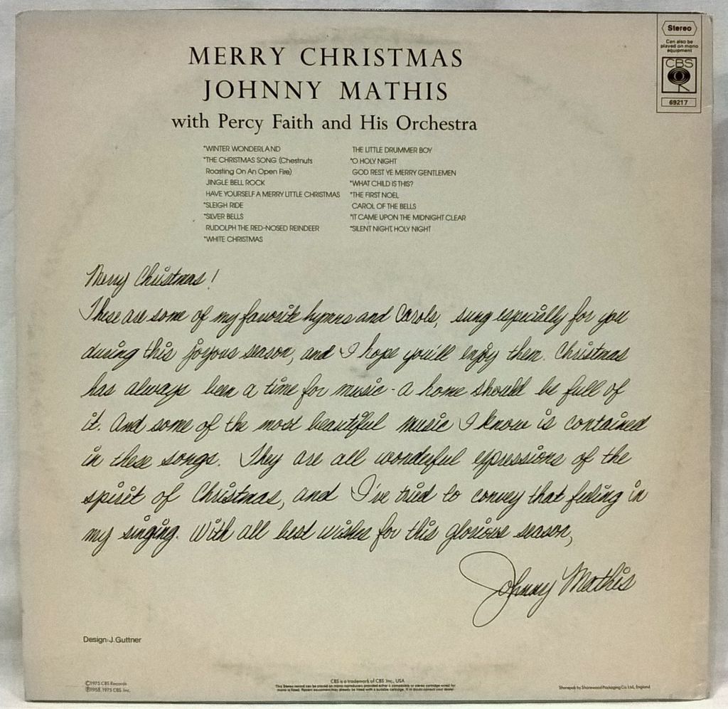 Johnny Mathis - Merry Christmas - 1958.   (LP). 12. Vinyl. Пластинка. England. - фото фото фото 1