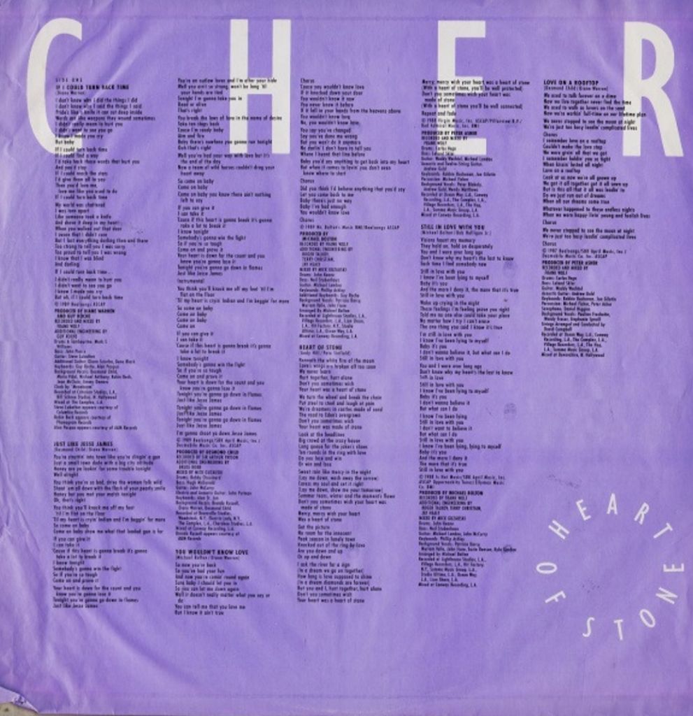 Cher - Heart Of Stone - 1989.  (LP). 12. Vinyl. Пластинка. Europe. - фото фото фото 3