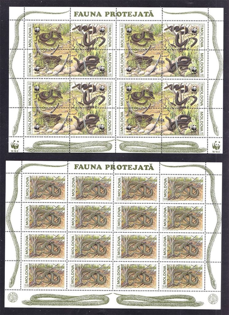 Фауна . Молдова 1993 г MNH   WWF - змеи - фото фото фото 0