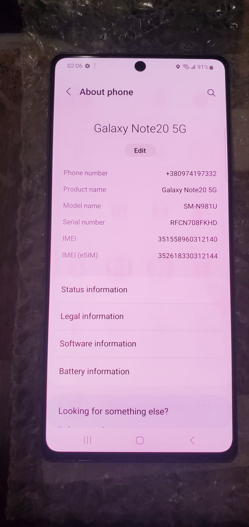 Samsung Note 20 5G, 6.7" 8/128Gb, середнє вигорання екрану - фото фото фото 1