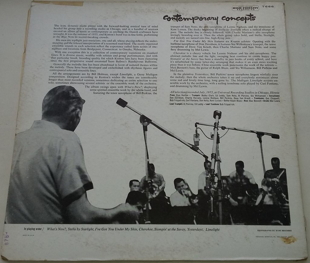 STAN KENTON Contemporary Concepts LP VG+/G+ - фото фото фото 1