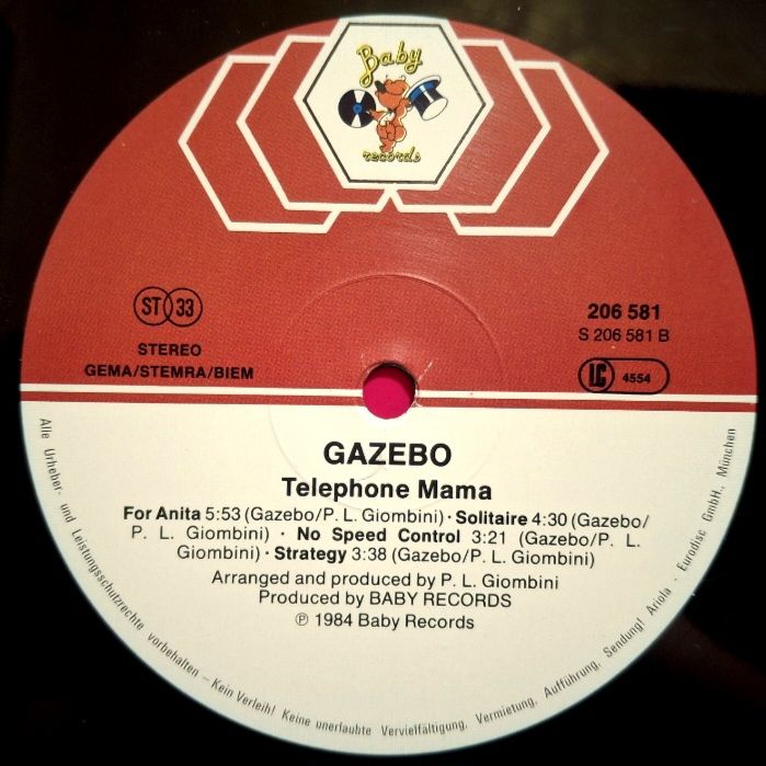 Gazebo - Telephone Mama - 1984.  (LP). 12. Vinyl. Пластинка. Europe. - фото фото фото 5