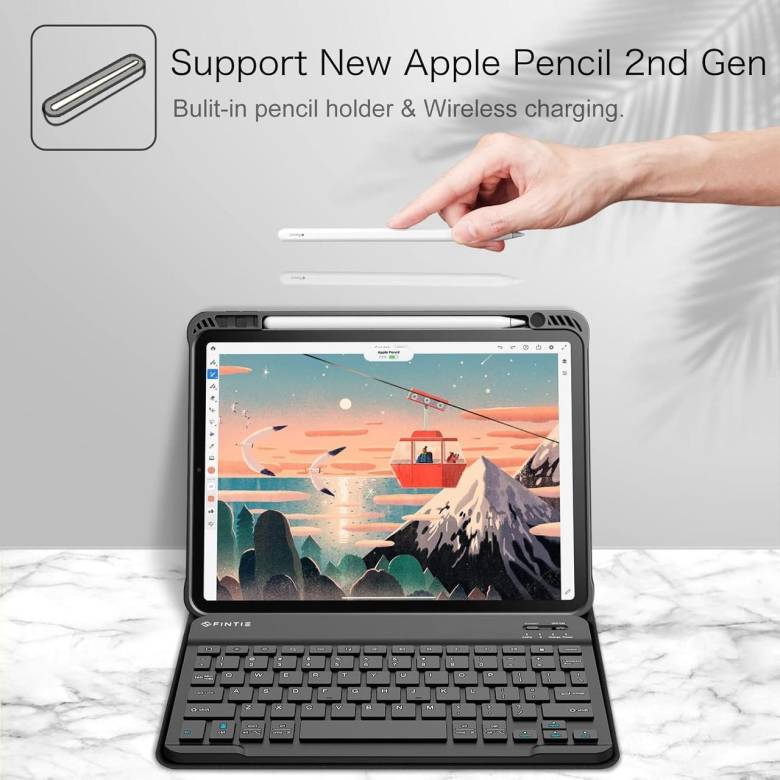 7627-чехол-клавиатура FINTIE для iPad Pro 11 дюймов (4-го/3-го поколения) 2022/2021  мягкая задняя к - фото фото фото 3