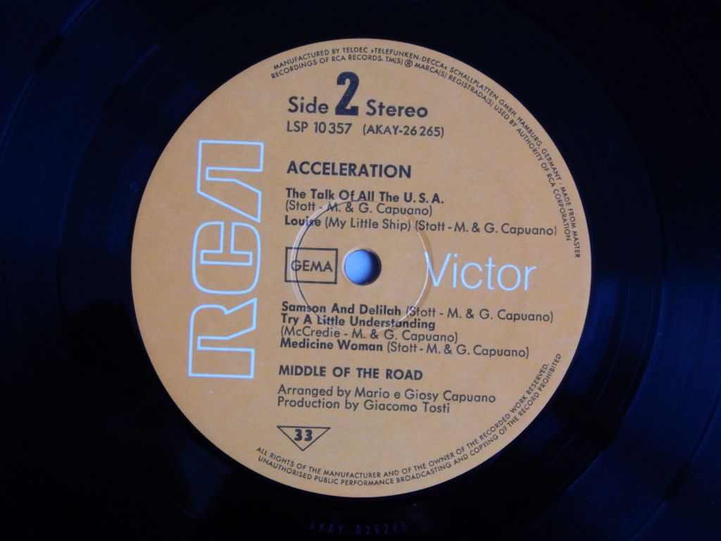 Middle Of The Road ‎– Acceleration   (RCA Victor ‎– LSP 10 357, Germany) EX/EX+ - фото фото фото 4