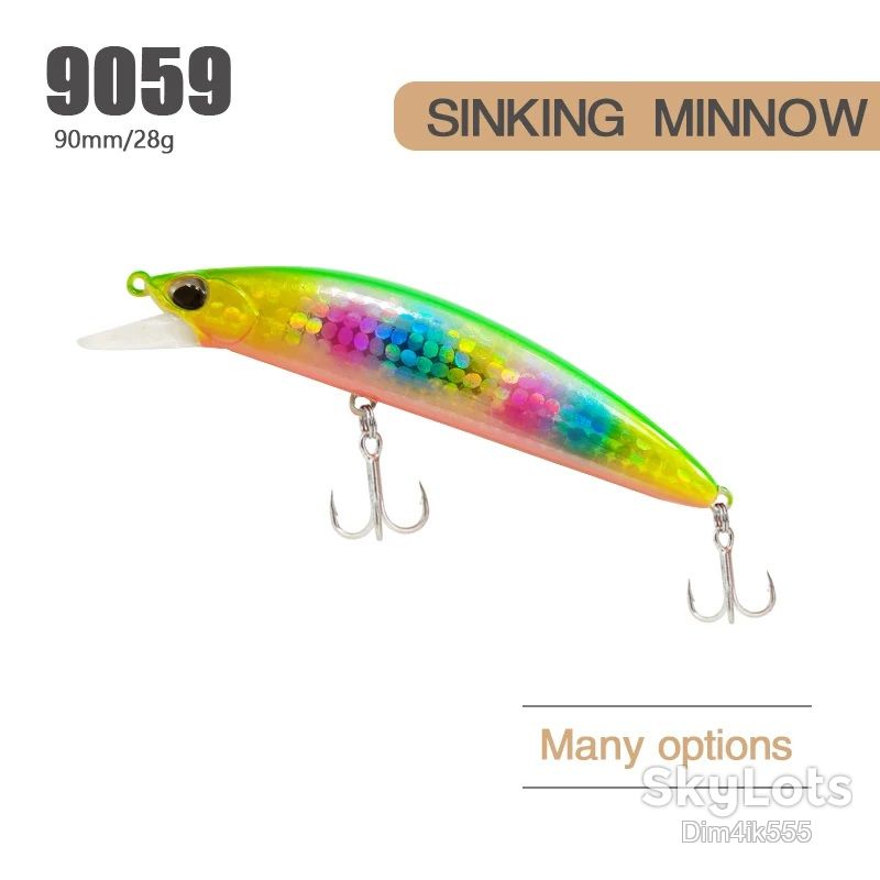 Воблер Sinking Minnow 90 мм 28 гр    (модель 9059) 11 видов - фото фото фото 1
