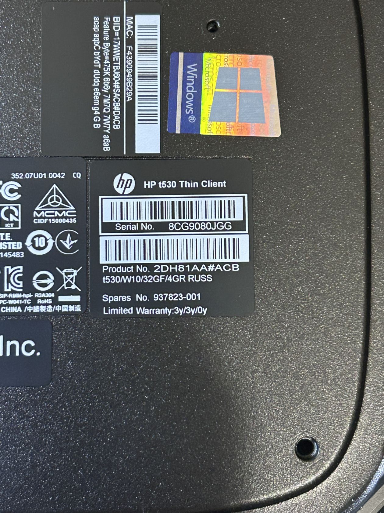 Мини ПК, тонкий клиент HP t530 Thin Client  SSD 32Gb/ Без ОЗУ/БП - фото фото фото 4