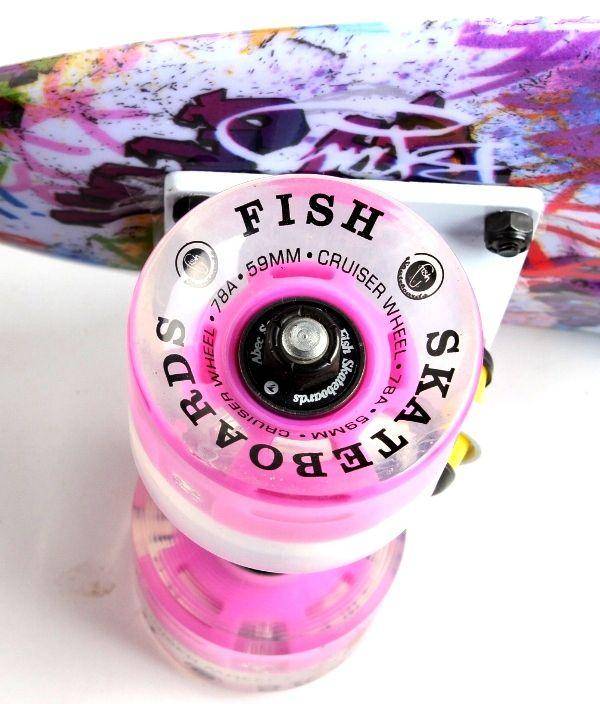 Penny Board "Fish" Graffity. Светящиеся колеса. (PFO011) - фото фото фото 4