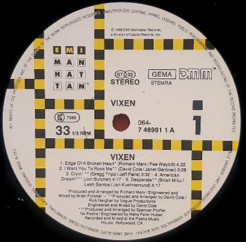 Vixen - Vixen - 1988.   (LP). 12. Vinyl. Пластинка. EEC. - фото фото фото 4