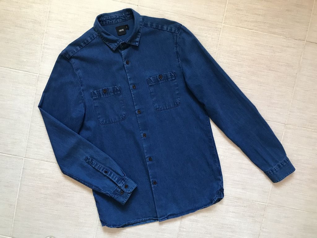 Стильная джинсовая рубашка, Asos Denim.  S ворот 37/38 - фото фото фото 10