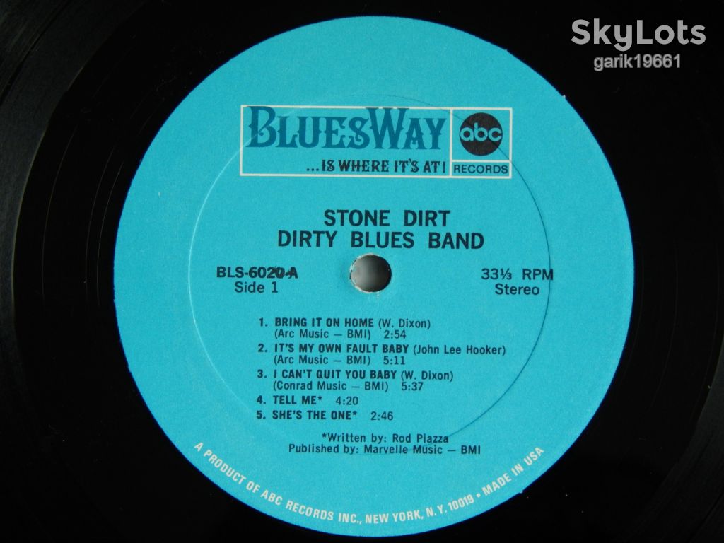 The Dirty Blues Band  ‎– Stone Dirt  (Bluesway ‎– BLS-6020, US) VG+/EX+ - фото фото фото 2