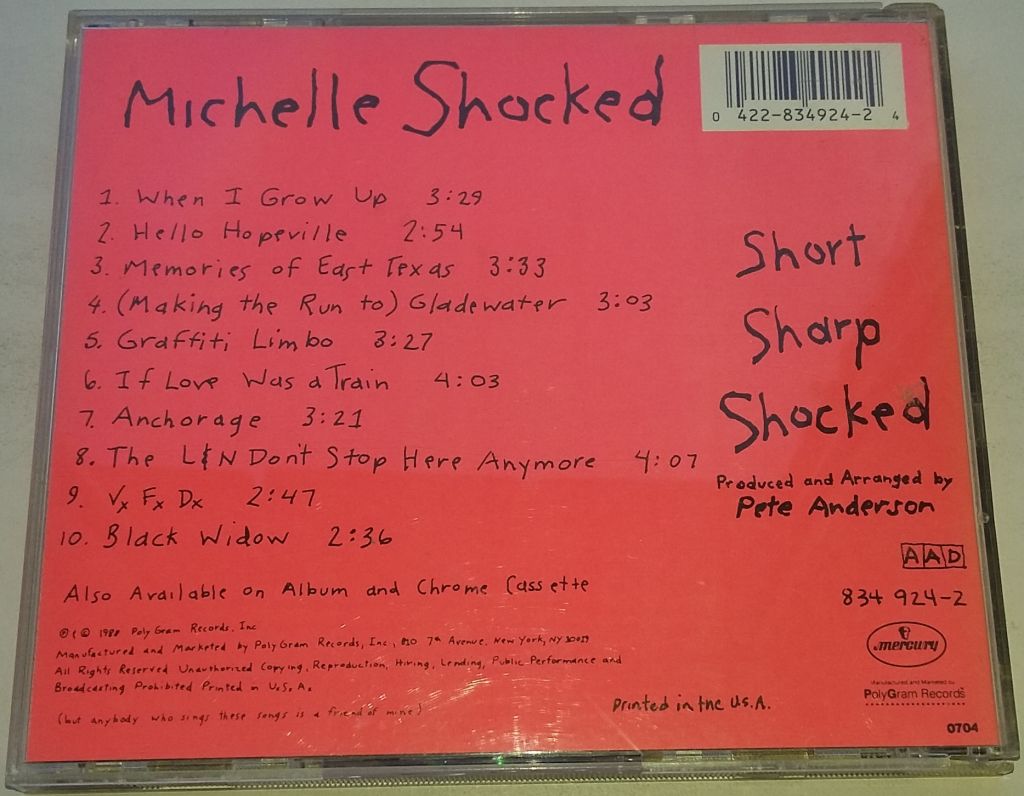MICHELLE SHOCKED Short Sharp Shocked  CD US - фото фото фото 2