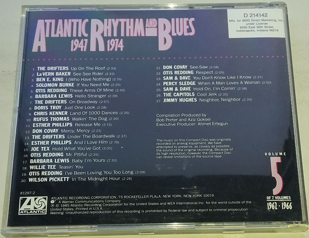 VARIOUS Atlantic Rhythm &amp; Blues 1947-1974, Volume 5 1962-1966 CD US - фото фото фото 2