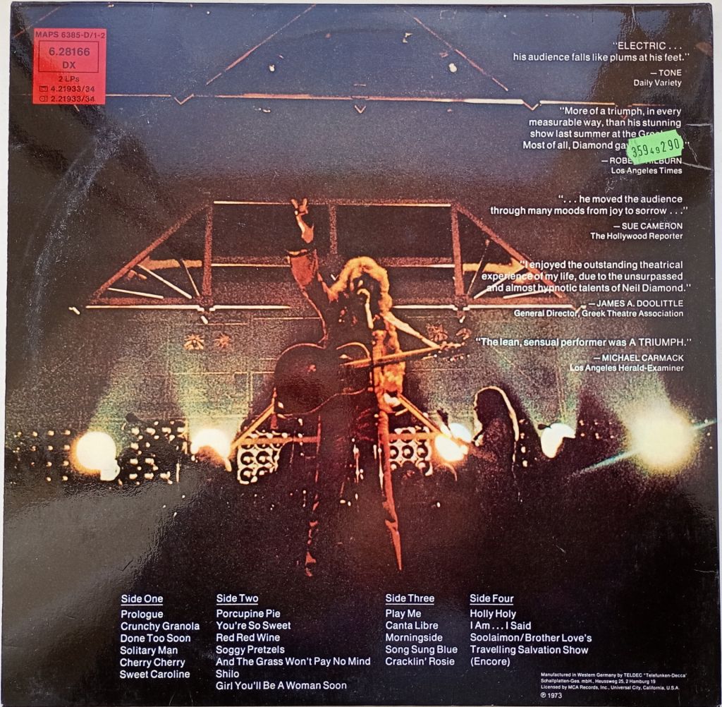 NEIL DIAMOND Hot August Night 2LP EX-/EX - фото фото фото 2