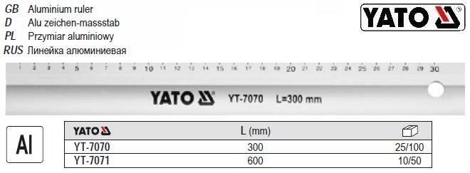 Линейка алюминиевая 300 мм YATO YT-7070 - фото фото фото 0