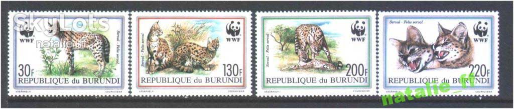 Фауна . Бурунди  1992 г MNH - кошки - WWF - фото фото фото 0