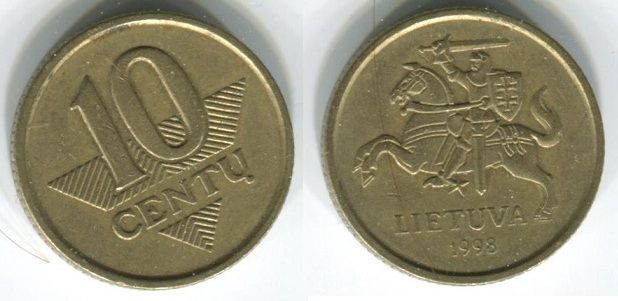 Литва 10 центов 1998 г. - фото фото фото 0