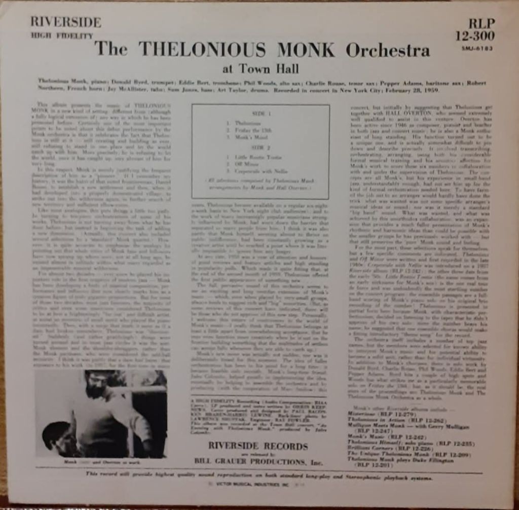 Платівка  The Thelonious Monk Orchestra ‎– At Town Hall. - фото фото фото 2