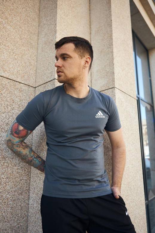 Футболка мужская Adidas темно-серая - фото фото фото 5