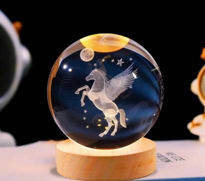 Декоративний 3D-нічник кришталева куля "ПЕГАС" нічний світильник багатобарвний режим - фото фото фото 5
