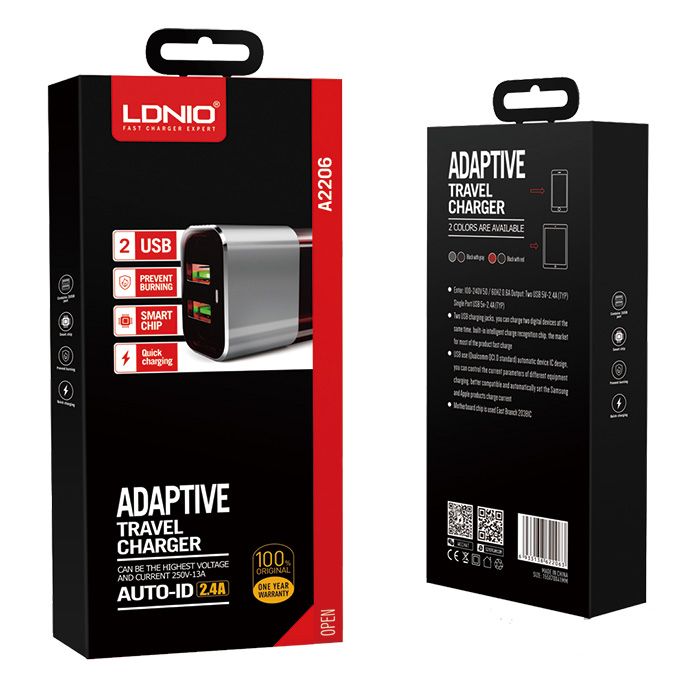 Сетевое ЗУ LDNIO A2206 + cable micro USB   (5V/2.4A/2USB) - фото фото фото 0