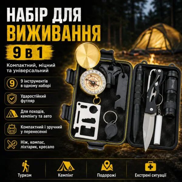 Набір для виживання 9в1 у кейсі , Набір для походу - фото фото фото 7
