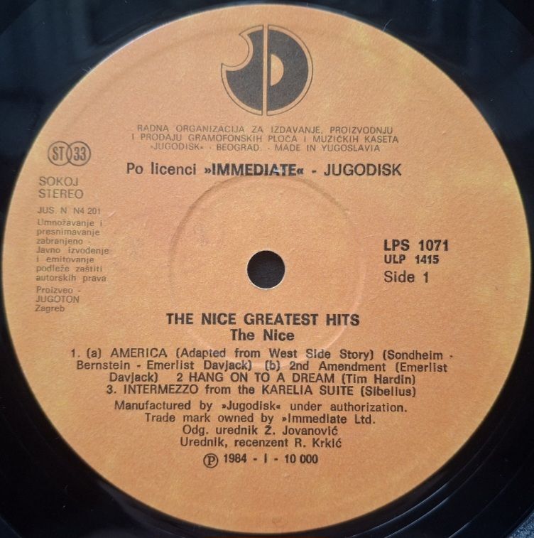The Nice - Greatest Hits - 1968-71.   (LP). 12. Vinyl. Пластинка. Yugoslavia. - фото фото фото 2