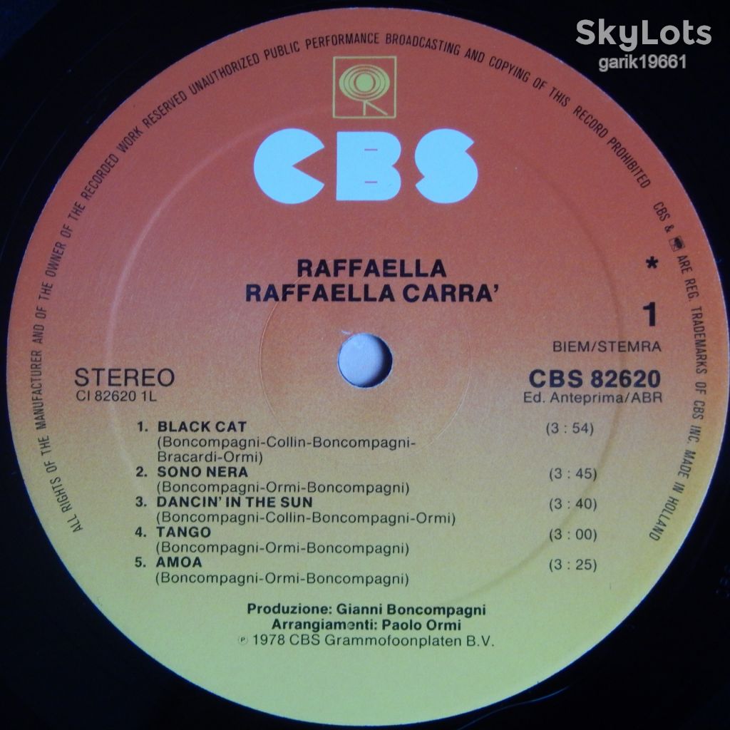 Raffaella Carra – Raffaella  (CBS – CBS 82620, Holland) insert EX+/NM- - фото фото фото 3