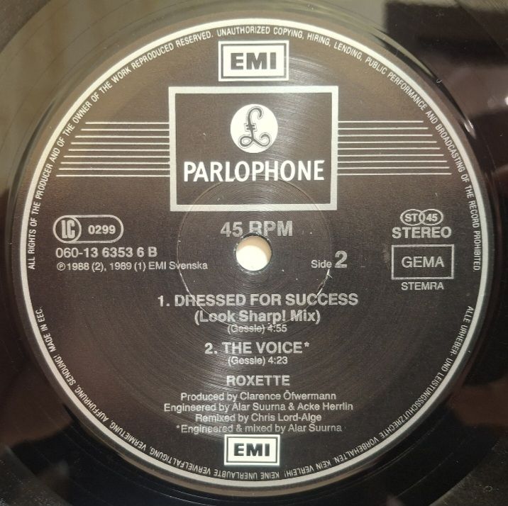 Roxette - Dressed For Success - 1988.   (EP). 12. Vinyl. Пластинка. EEC. - фото фото фото 3
