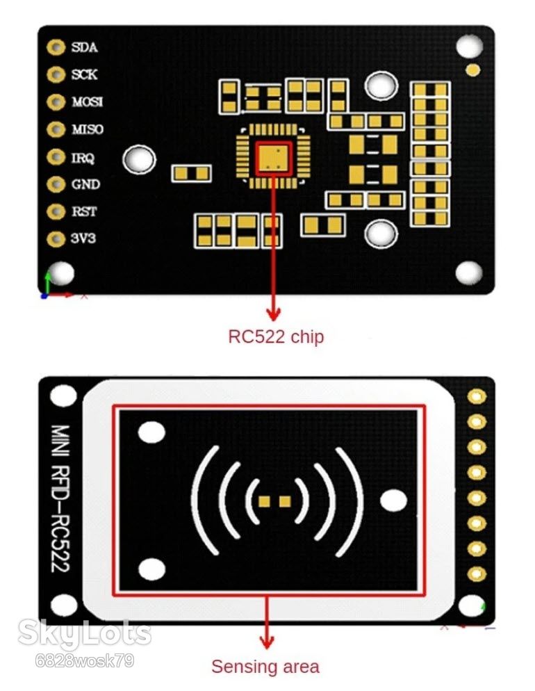 Mini RFID RC522 SPI MIFARE 13.56 МГц 14443А  (модуль+карта+брелок) для Arduino MIFARE S50/S70/UltraLight/Pro/DESfire - фото фото фото 1