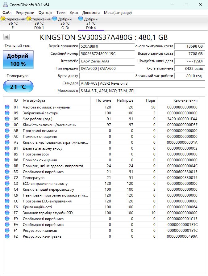 480Gb MLC SSD Kingston V300 SATA3 2.5" 100% - фото фото фото 3