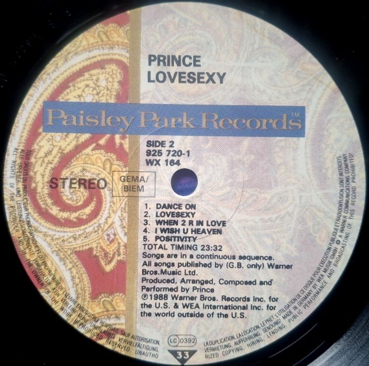 Prince - Lovesexy - 1988.    (LP). 12. Vinyl. Пластинка. Germany. - фото фото фото 5
