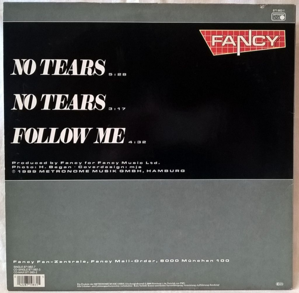 Fancy - No Tears - 1989.  (EP). 12. Vinyl. Пластинка. Germany. - фото фото фото 1