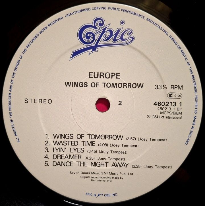 Europe - Wings Of Tomorrow - 1984.  (LP). 12. Vinyl. Пластинка. UK. - фото фото фото 6