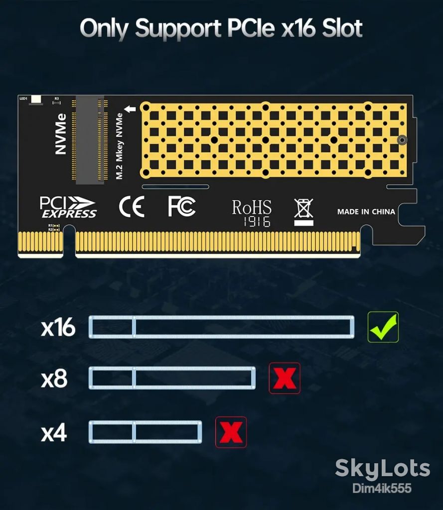 Адаптер JEYI M.2 NVMe M-key SSD to PCI-E 3.0 X16 - фото фото фото 8