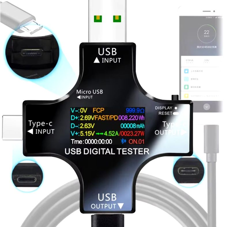 Мультифункціональний USB-тестер J7-c  версія з підтримкою Bluetooth. - фото фото фото 4