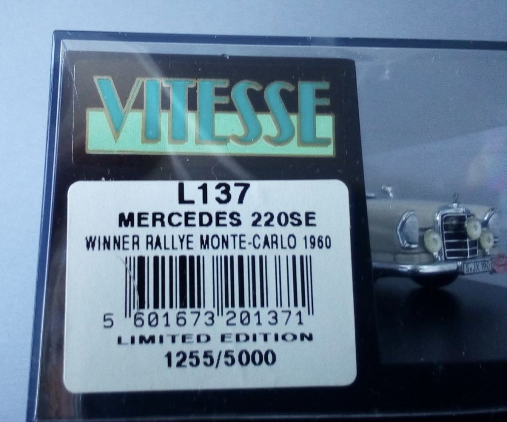 VITESSE Mercedes 220SE 1960 Winner Rallye Monte-Carlo 1/43 - фото фото фото 2