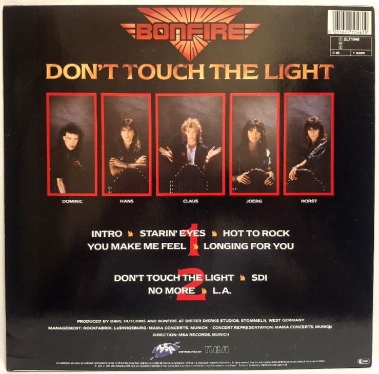 Bonfire - Don't Touch The Light - 1986.   (LP). 12. Vinyl. Пластинка. Germany. - фото фото фото 1