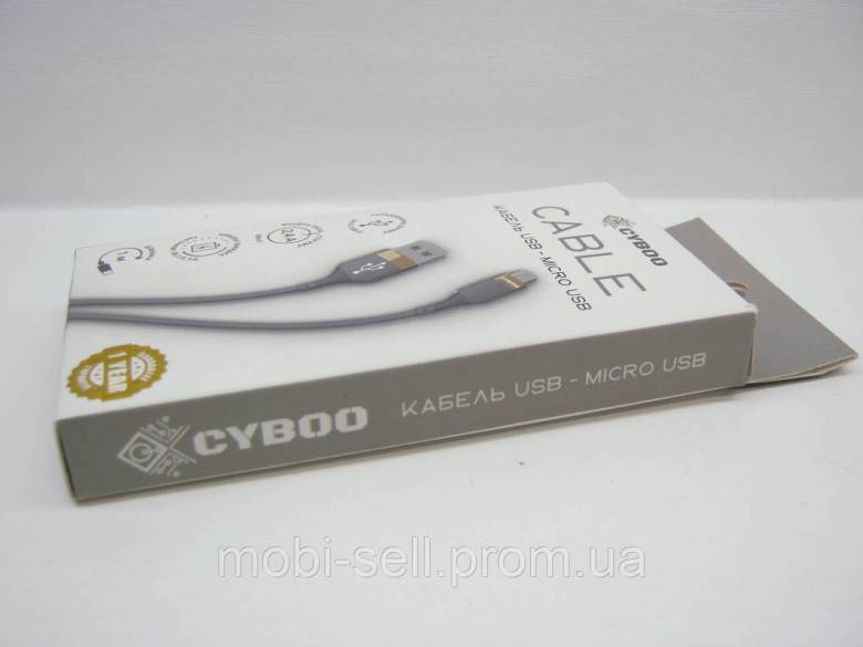 Кабель 12W USB-microUSB Cyboo силиконовое покрытие серый - фото фото фото 7