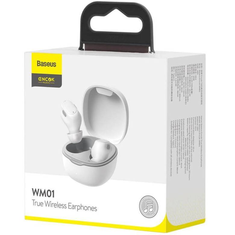 Навушники Bluetooth бездротові Baseus WM01 вакуумні з мікрофоном White - фото фото фото 4