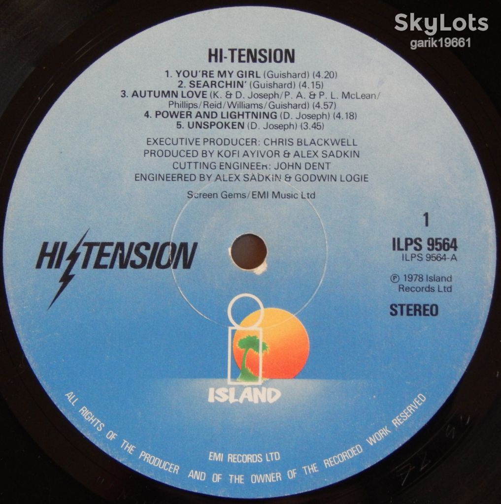 Hi-Tension – Hi-Tension  (Island Records – ILPS 9564, UK) VG/EX - фото фото фото 2