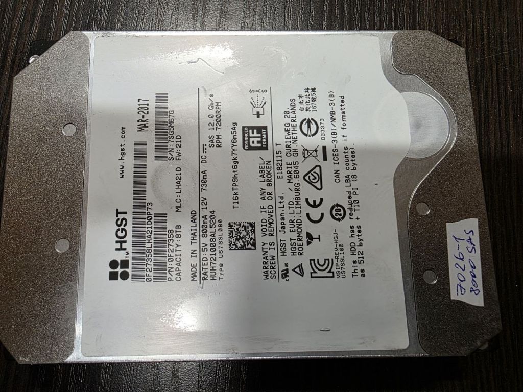 8000Gb 8Tb 3,5 SAS 12Gb HGST 0F27358 жорсткий диск   (7026-1) - фото фото фото 0