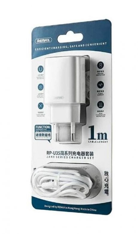 Зарядний пристрій REMAX RP-U35  (5V/2.1A/2USB) + кабель Micro USB Білий - фото фото фото 1