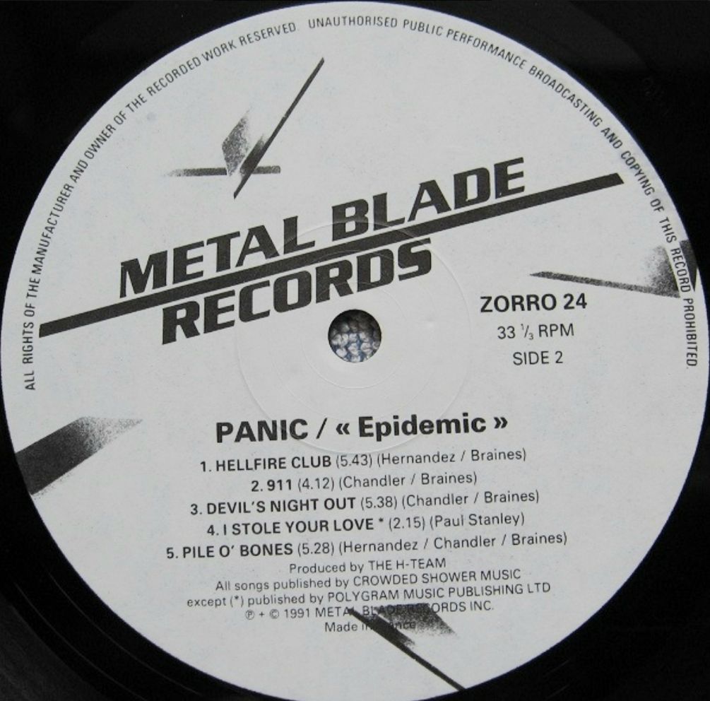 Panic - Epidemic - 1991.  (LP). 12. Vinyl. Пластинка. France. Rare - фото фото фото 3