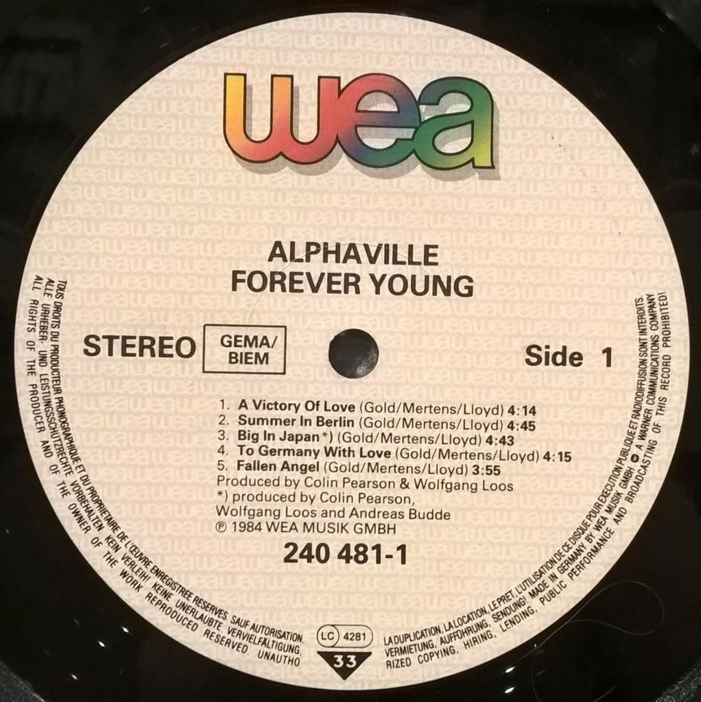 Alphaville - Forever Young - 1984.   (LP). 12. Vinyl. Пластинка. Germany - фото фото фото 6